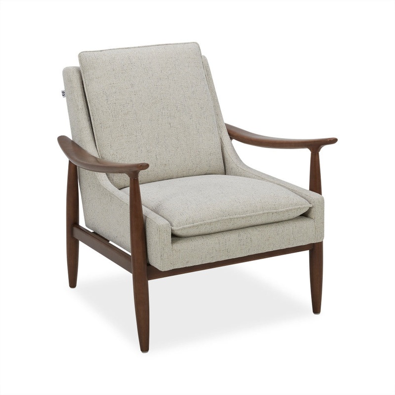 OS Mira Wood Arm Upholstered Lounge Chair Pebble