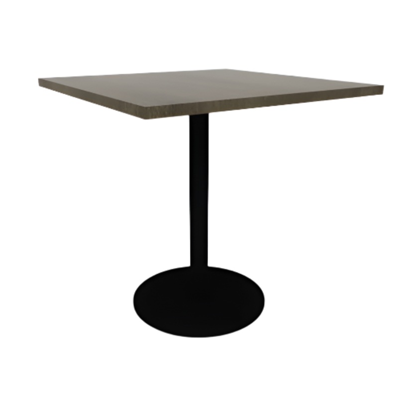 Proof 36″ Square Pedestal Counter Table with Round Steel Base Solid Wood Top