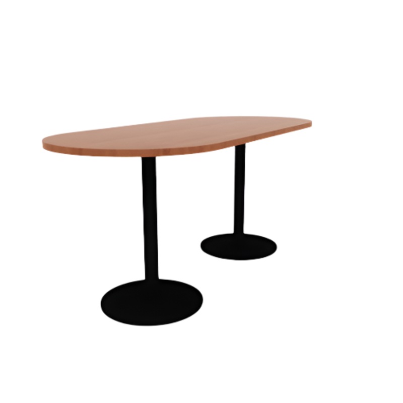 Proof 36″ x 84″ Racetrack Pedestal Counter Table with Round Steel Base Pair HPL Top