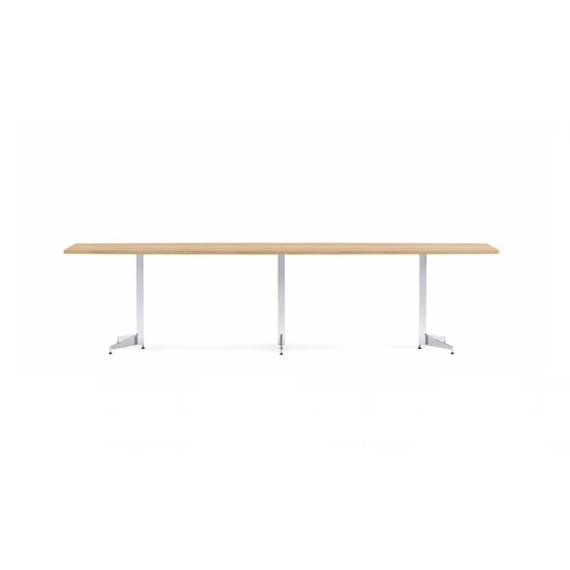 Anywhere 120″W x 36″D Boat Shaped Conference Table with Tapered Blade Bases & Two Piece Top