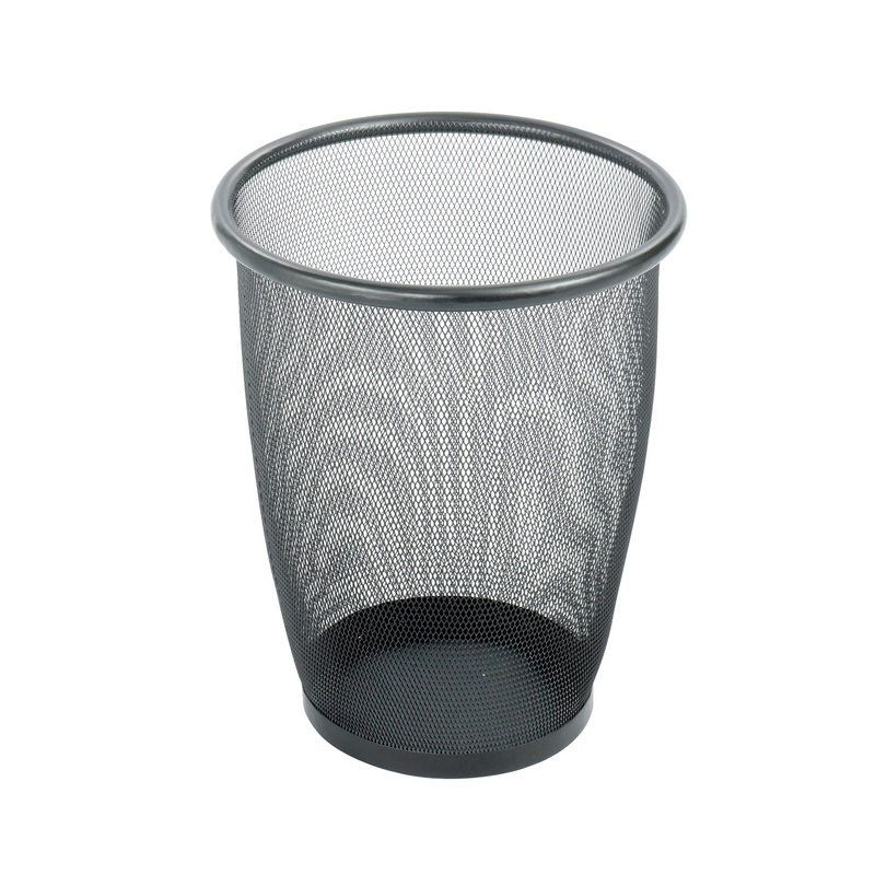 Onyx Mesh Medium Round Wastebasket (Qty. 3) Black