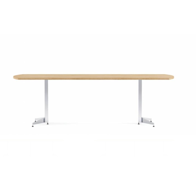 Anywhere 96″W x 36″D Bow End Rectangular Conference Table with Tapered Blade Bases & One Piece Top